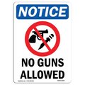 Signmission OSHA Notice Sign, No Guns Allowed With Symbol, 18in X 12in Rigid Plastic, 12" W, 18" L, Portrait OS-NS-P-1218-V-14640